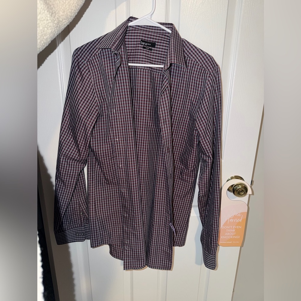 Bar III Men's Checkered Shirt - Black and Purple